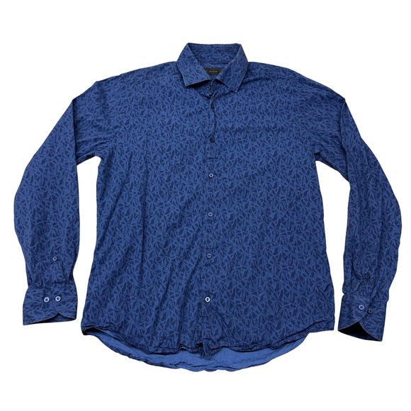 Saks Fifth Avenue Other - Saks Fifth Avenue Mens Blue Leaf Print Button Down Shirt Long Sleeve Medium